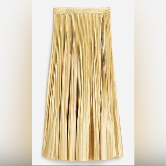J Crew Pleated Wrap Skirt In Gold Lame. NWT - Picture 1 of 9
